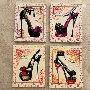 Set of 4 fashion shoe paintings